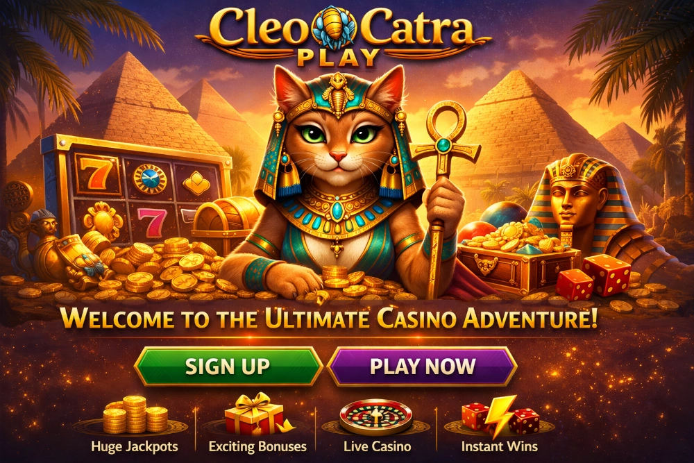 Cleocatra slot on a smartphone with Egyptian cat theme, golden coins, and a premium online casino guide style for Canada